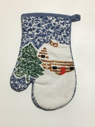 Tienshan Folk Craft CABIN IN THE SNOW Hand Towel and Oven Mitt RARE Christmas 3