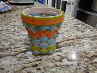 Longaberger Rare The Club Pencil Pen Holder Basket With Protector