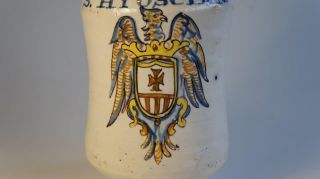 Rare Talavera Apothecary Jar,  S.  Hyoscian,  Coat of Arms,  c1660 3