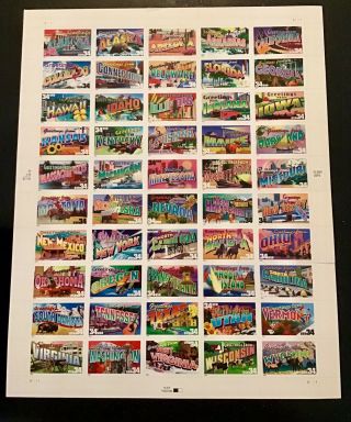 Usps 50 States 34 Cent 50 Stamps Rare Collectible Full Sheet Stamps Great