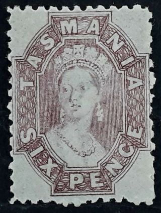 Rare 1879 Tasmania Australia 6d Dull Reddish Lilac Chalon Head Stamp P 11.  5