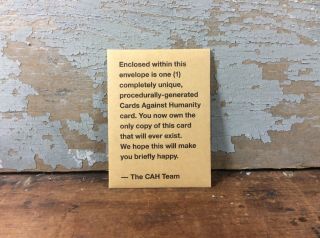 Cards Against Humanity One Of A Kind Unique Card Ooak Cah Rare Htf Expansion