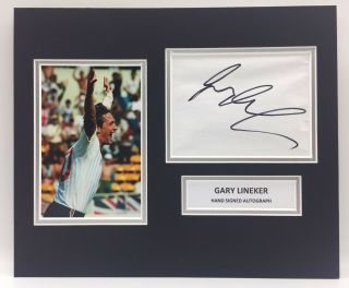 Rare Gary Lineker England Signed Photo Display,  Autograph World Cup 1990