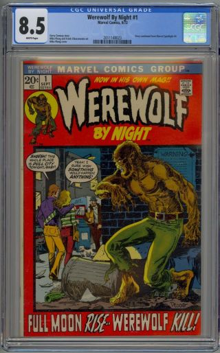 Werewolf By Night 1 Cgc 8.  5 Vf,  Wp Marvel 1972 Mike Ploog Art & Rare White Pgs