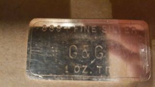 Rare Vintage G & G 1 Oz.  999 Fine Silver Bar
