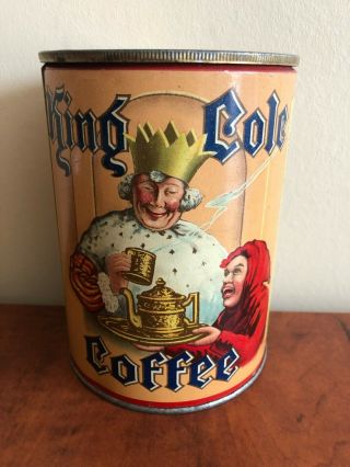RARE - 1930 ' S KING COLE COFFEE TIN - VERY GOOD - MADE IN CANADA 3