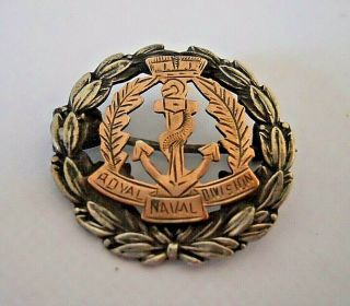 Ww1 Royal Naval Division Silver Sweetheart Badge Rare Rnd Badge Marked Sterling