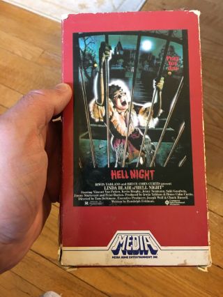 Hell Night 1982 Media Vhs Linda Blair Horror Video Tape 1986 Rare Red Box Look
