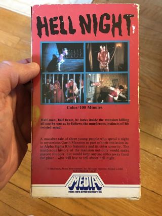HELL NIGHT 1982 MEDIA VHS Linda Blair horror video tape 1986 Rare Red Box Look 2
