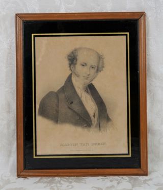 Rare Antique 19th C Kellogg Lithograph Print President Martin Van Buren Portrait