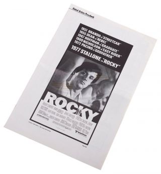 1977 Uncut 12 Page Movie Pressbook: Stallone In Rocky Rare Collectible