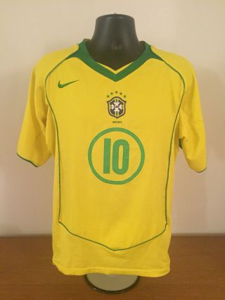 Brazil Home Shirt 2004/06 RONALDINHO 10 Small Vintage Rare 2