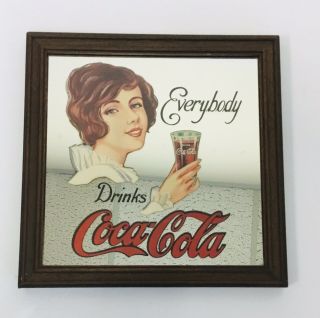 Coca Cola Mirror Sign 1978 Vintage “everybody Drinks Coca Cola” Rare