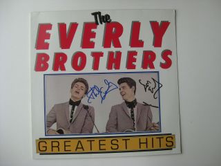 The Everly Brothers - Rare Autographed Album - " Hits " Lp Hand Signed By Both