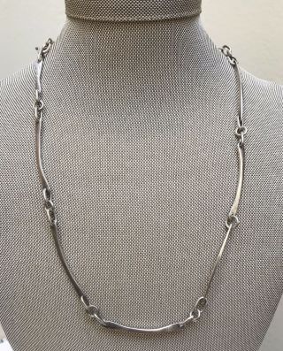 Rare Hilda Kraus Designer Mid - Century Modernist Sterling Silver Chain Necklace