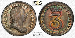 1762 Great Britain Three Pence Pcgs Au58,  S - 3753 Nicely Toned Rare