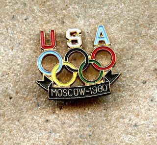 Noc Usa 1980 Moscow Olympic Team Games Pin Very Rare