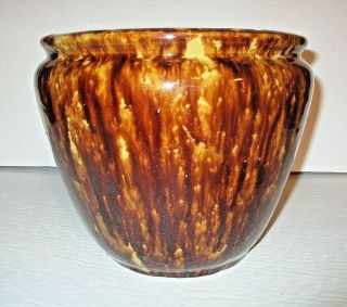Rare Antique Bennington Pottery Planter Large Flower Pot Rockingham Glaze Urn