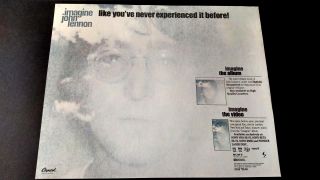 The Beatles John Lennon " Imagine " (1986) Rare Print Promo Poster Ad