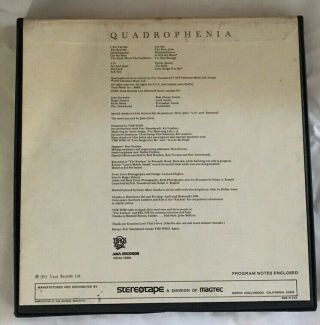 RARE 7 - 1/2IPS The Who Quadrophenia Double Album Reel Tape Guaranteed Like 4