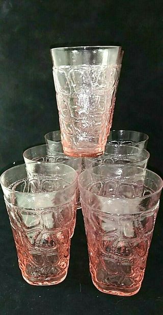 Gorgeous Fostoria Rare 1955 - 1965 Karnak Pink 6 " Crystal Ice Tea Glasses X8.  Mcm