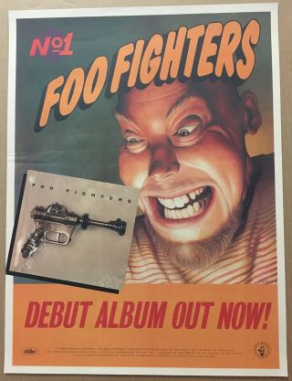 Foo Fighters Rare Promo Poster On Medium Stock Paper Of 1995 Cd Never Displayed