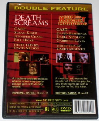 Death Screams DVD 1982 Rare Slasher Cult Horror Slim Case With Double Feature 3