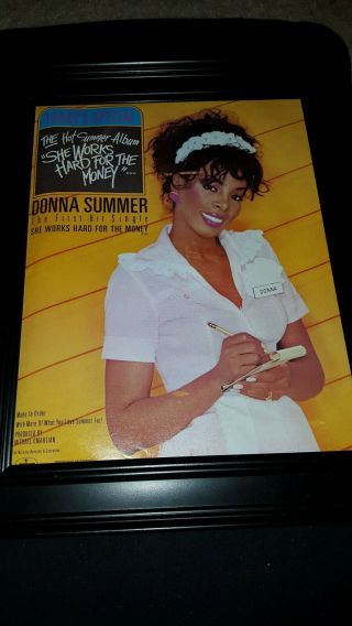 Donna Summer She Hard For The Money Rare Promo Poster Ad Framed