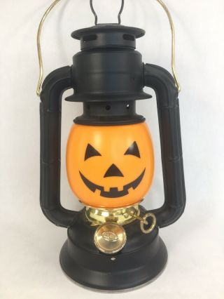 Dietz Halloween Pumpkin Lantern Made Of Tin Lights Up W/ Handle - 8.  5 " Tall Rare