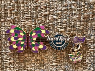 Hard Rock Park Myrtle Beach Butterfly Guitar Dangle Pin,  Closed Location Rare