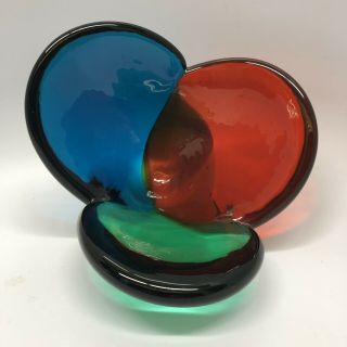Rare Blenko Tri - Color Art Glass Bowl 5831,  produced Only In 1958 10