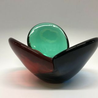 Rare Blenko Tri - Color Art Glass Bowl 5831,  produced Only In 1958 2