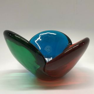 Rare Blenko Tri - Color Art Glass Bowl 5831,  produced Only In 1958 3