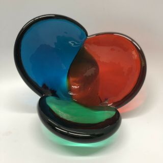 Rare Blenko Tri - Color Art Glass Bowl 5831,  produced Only In 1958 5