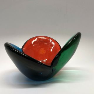 Rare Blenko Tri - Color Art Glass Bowl 5831,  produced Only In 1958 7