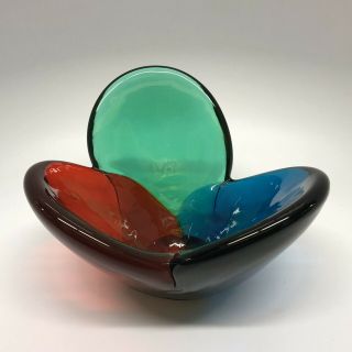 Rare Blenko Tri - Color Art Glass Bowl 5831,  produced Only In 1958 8