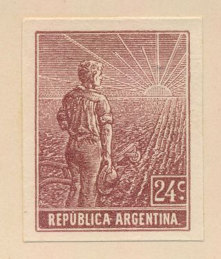 RARE ARGENTINA STAMPS 1912 Sc 197/204 REAPER IMPERF PROOFS TO 20p,  VF 4