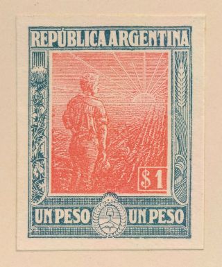 RARE ARGENTINA STAMPS 1912 Sc 197/204 REAPER IMPERF PROOFS TO 20p,  VF 7