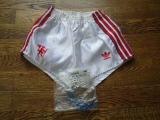 Manchester United 1986 Adidas Home Shorts 30 " Nr Unworn & Bag Rare