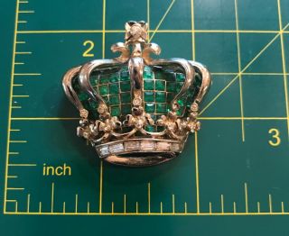 Rare Adolph Katz 1940 ' s Pegasus Coro Craft Crown - Emerald Invisibly Set Stones 6