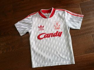 Boys Liverpool Fc Adidas Home 1989 - 91 Candy Shirt Jersey Rare 26 - 28 Age 6 - 8