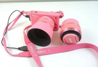 Nikon 1 J1 Dslr Camera W/ Lenses - Rare Pink 100 Authentic