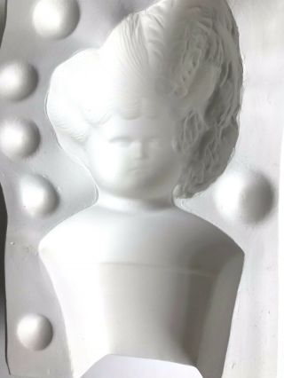 RARE China Doll Mold,  China Girl with Feather.  3.  5 inches completed 4