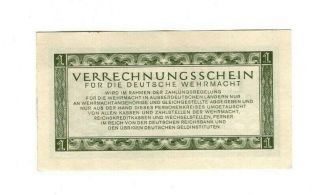 XX - Rare 1 Reichsmark nazi Wehrmacht army war note 1944 v f c swastika 2