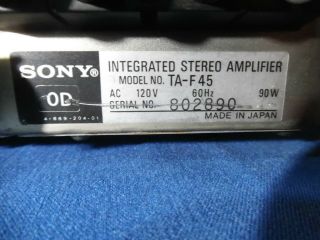 RARE SONY TA - F45 INTEGRATED STEREO AMPLIFIER 8