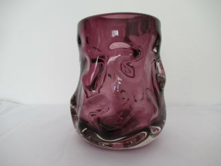 Rare Art Glass Whitefriars 9608 Knobbly Cased Vase Aubergine W.  Wilson 1970 - 1972