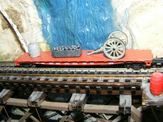 Rare N Scale Pennsy Flat With Civil War Cannon & Cannon Balls 1 Of A Kind