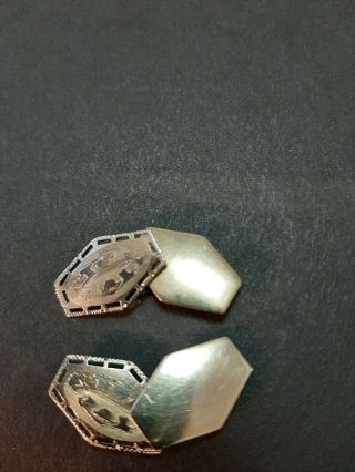 Vintage Sterling Silver Cufflinks With An Art Deco Rare Design Of 1920th