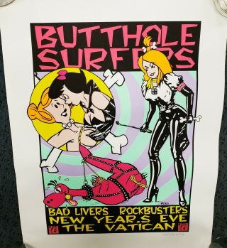 Butthole Surfers - Signed - Early Kozik 1991 - Punk Poster Austin Rare