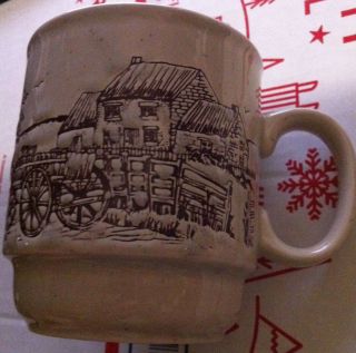Rare - Vintage Farm Life Scene Porcelain Mug - Kiln Craft - Staffordshire,  England